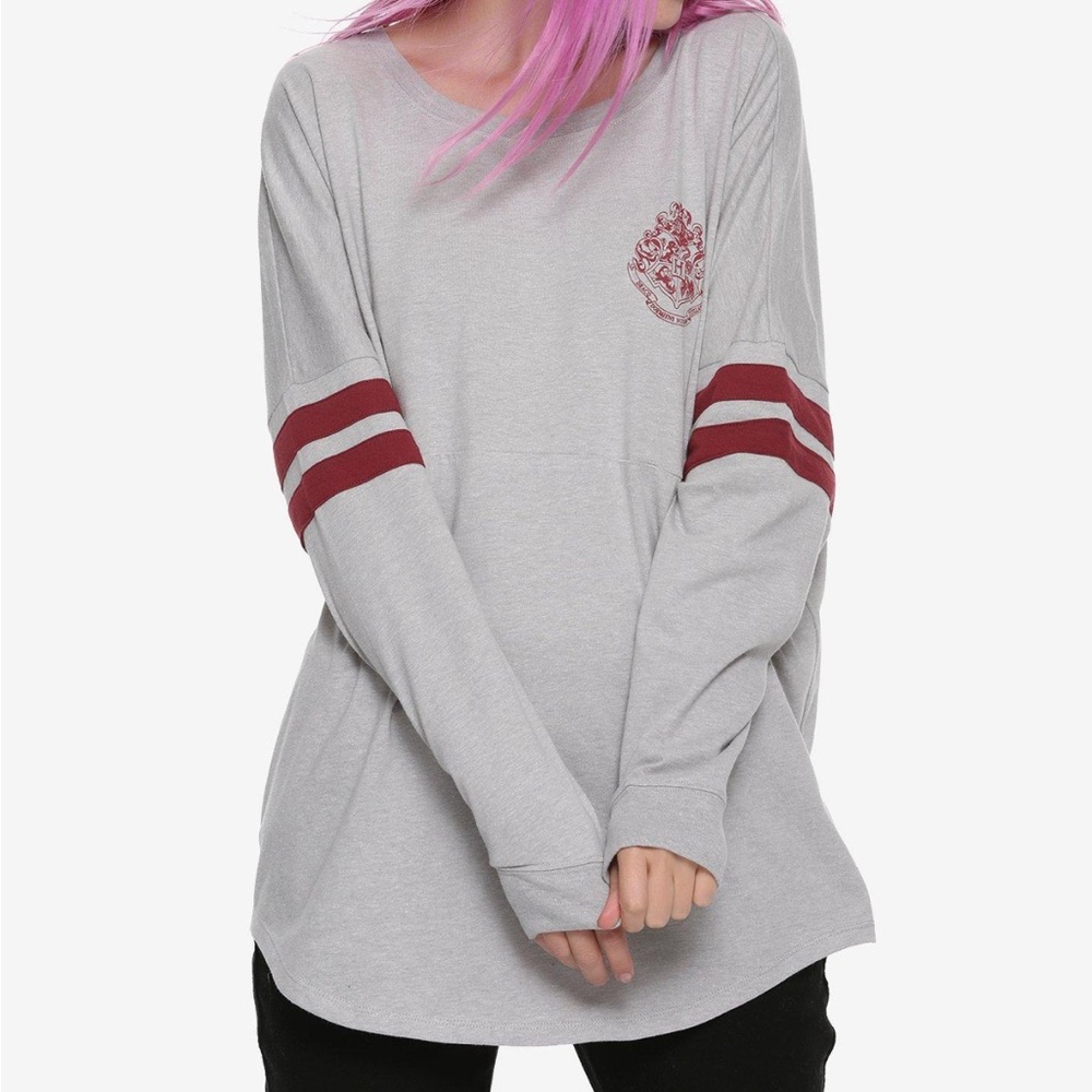Harry Potter Hogwarts Dropped Shoulder Over Sized Long Sleeve tshirt size Large